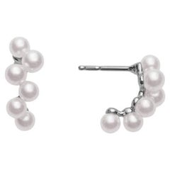 Mikimoto Akoya Cultured Pearl Cluster Earrings in 18K White Gold MEQ10069AXXW