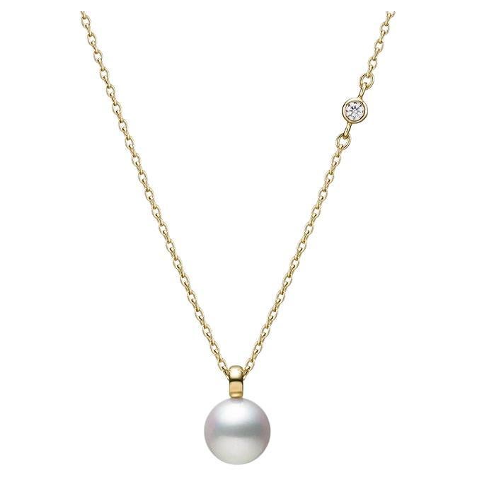 Mikimoto Akoya Cultured Pearl Diamond Pendant in 18k Yellow Gold MPQ10159ADXK