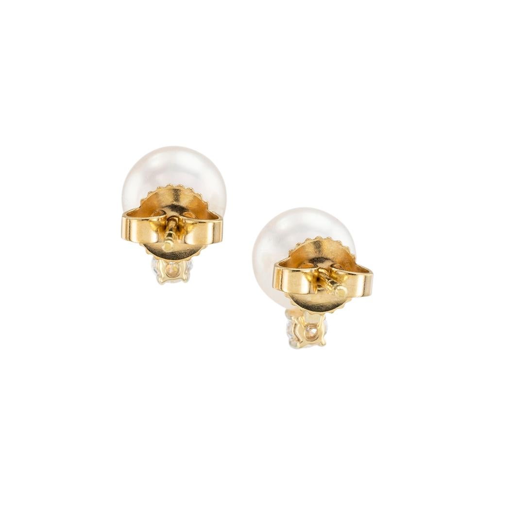 mikimoto akoya pearl yellow gold stud earrings