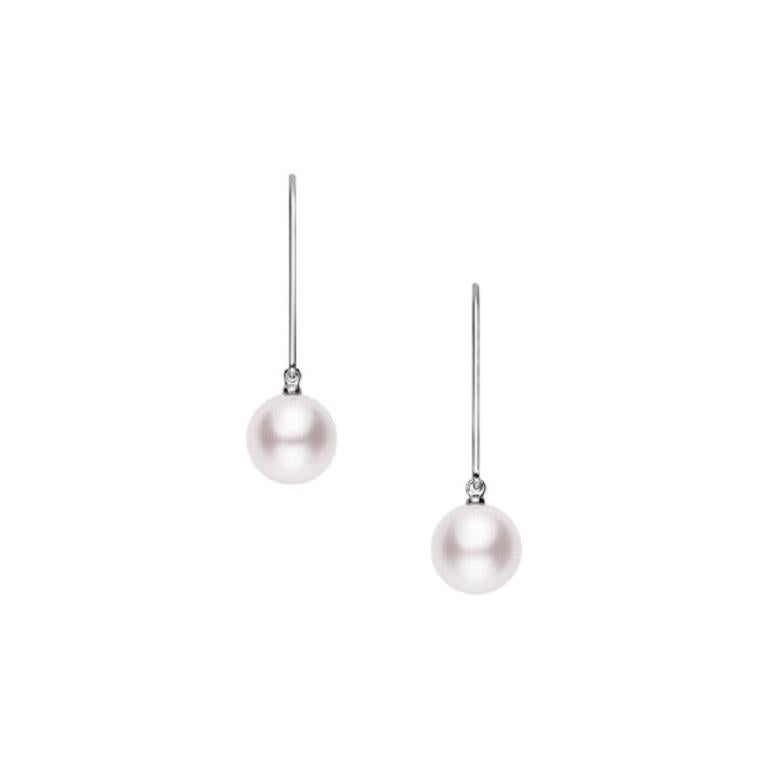 Mikimoto Orecchini di perle coltivate Akoya in oro bianco 18 carati PEA1005W In condizioni Nuovo in vendita a Wilmington, DE
