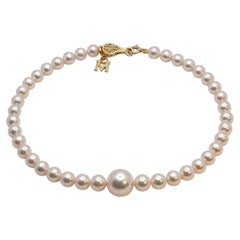 Mikimoto Akoya Cultured Pearl Graduated Strand Bracelet in 18k Yellow Gold
