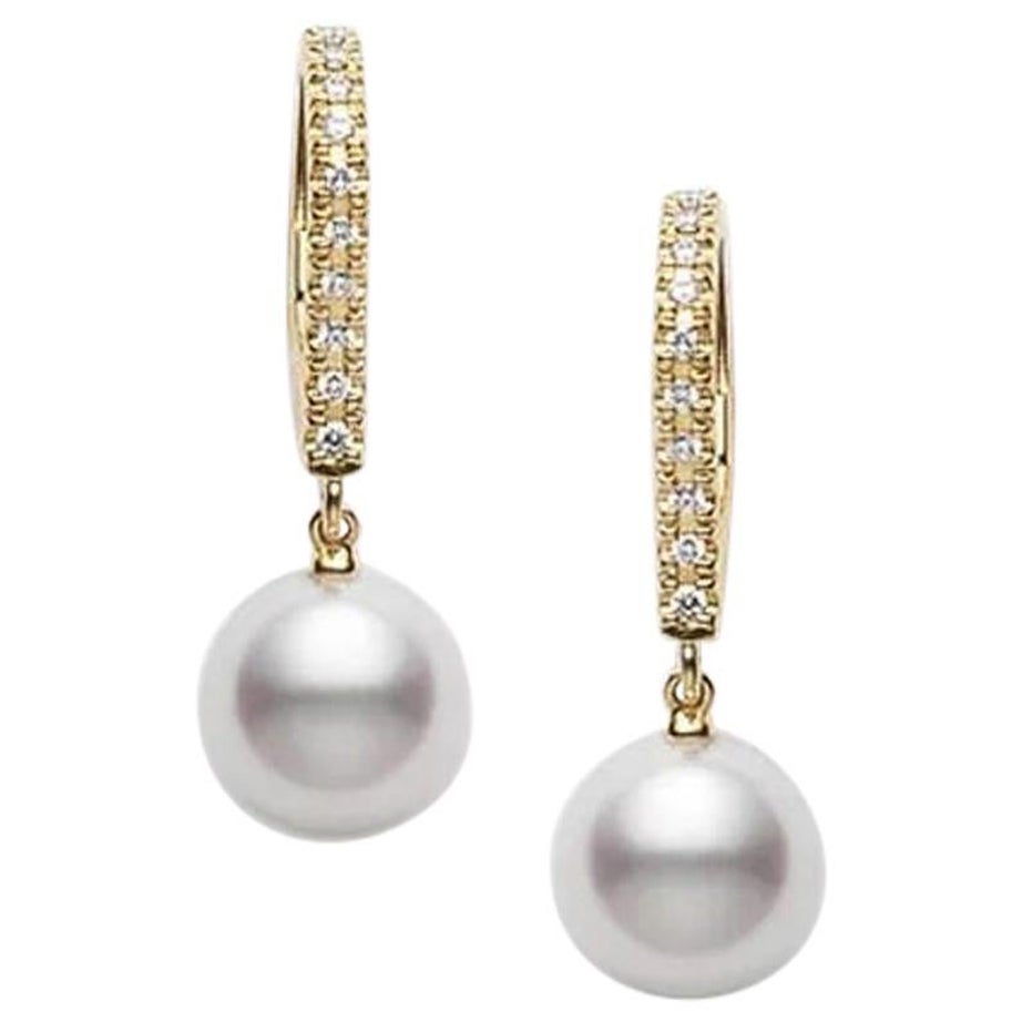 Mikimoto Akoya Cultured Pearl Lever Back Earrings with Diamonds PEA1008DK