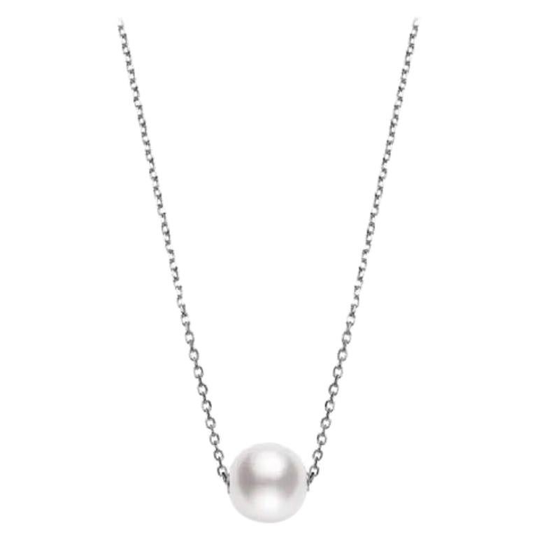 Mikimoto Akoya Cultured Pearl Necklace 18 Karat White Gold, MPQ10042AXXW For Sale