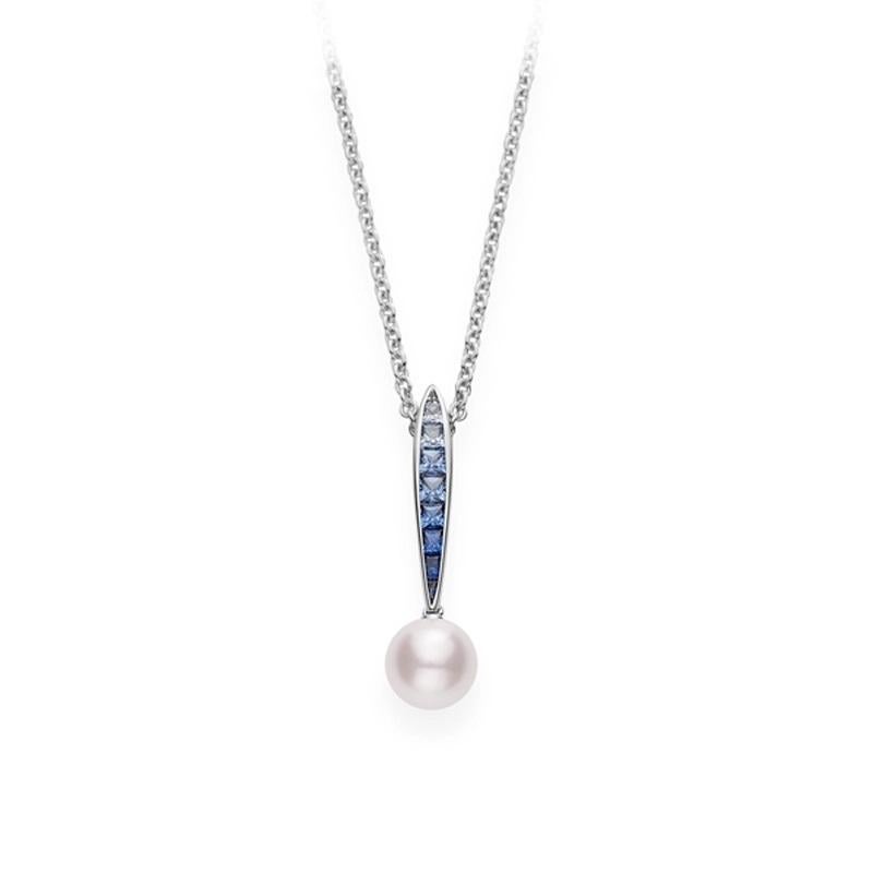 Men's Mikimoto Akoya Cultured Pearl Ocean Pendant with Sapphire MPA10378ASXW For Sale