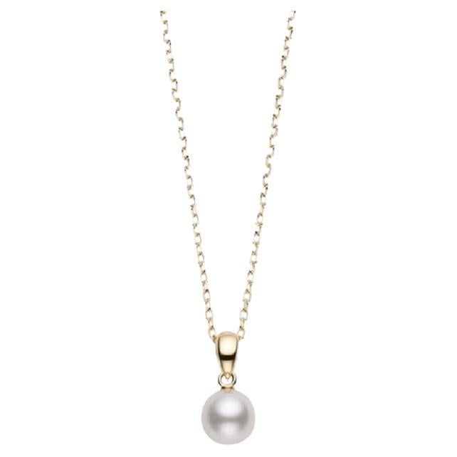 Mikimoto Pearl Movable Yellow Gold Pendant Necklace at 1stDibs