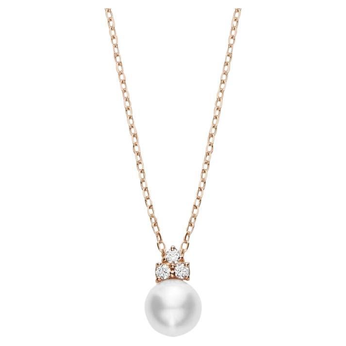 Mikimoto Akoya Cultured Pearl Pendant with Diamonds 18k Pink Gold MPQ10117ADXZ