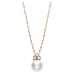 Mikimoto Pendentif Akoya en or rose 18 carats avec perles de culture et diamants MPQ10117ADXZ