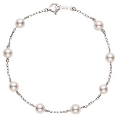 Mikimoto Akoya Cultured Pearl Station Bracelet in 18 Karat White Gold PD129W