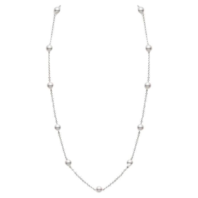 Mikimoto Akoya Cultured Pearl Station Necklace in 18k White Gold PCQ158LW