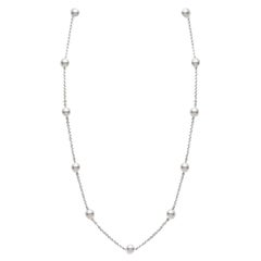 Mikimoto Collana Station di perle coltivate Akoya in oro bianco PC158LW