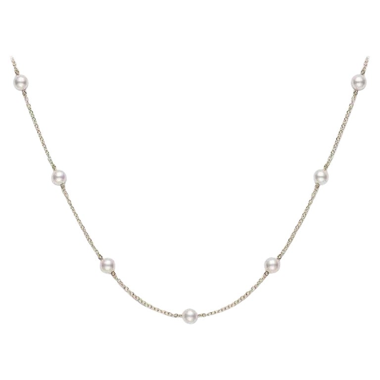 Mikimoto Akoya-Zuchtperlen-Halskette aus Gelbgold PC158LK im Angebot