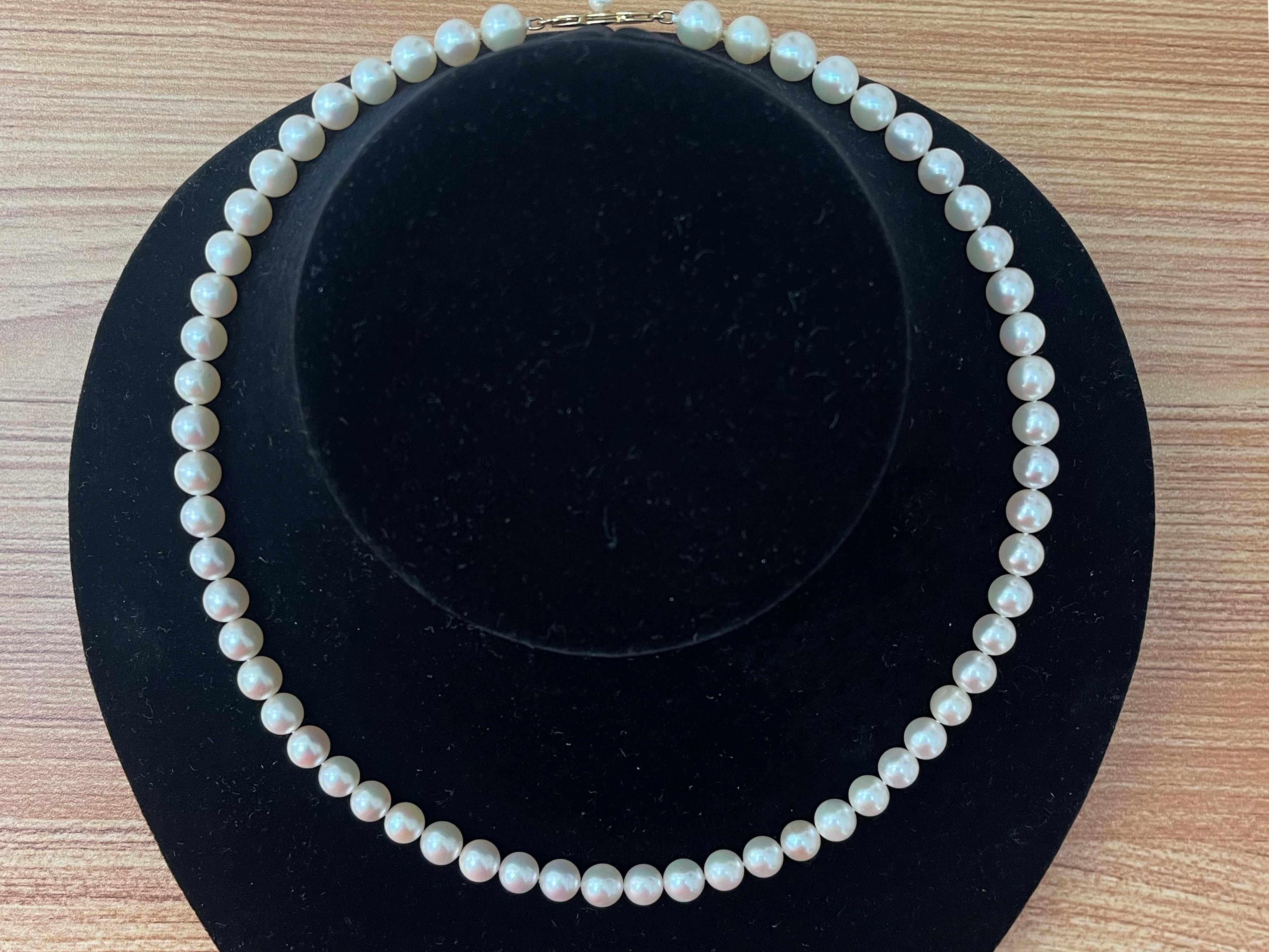 Modern Mikimoto Akoya Cultured Pearl Strand Necklace 18K For Sale