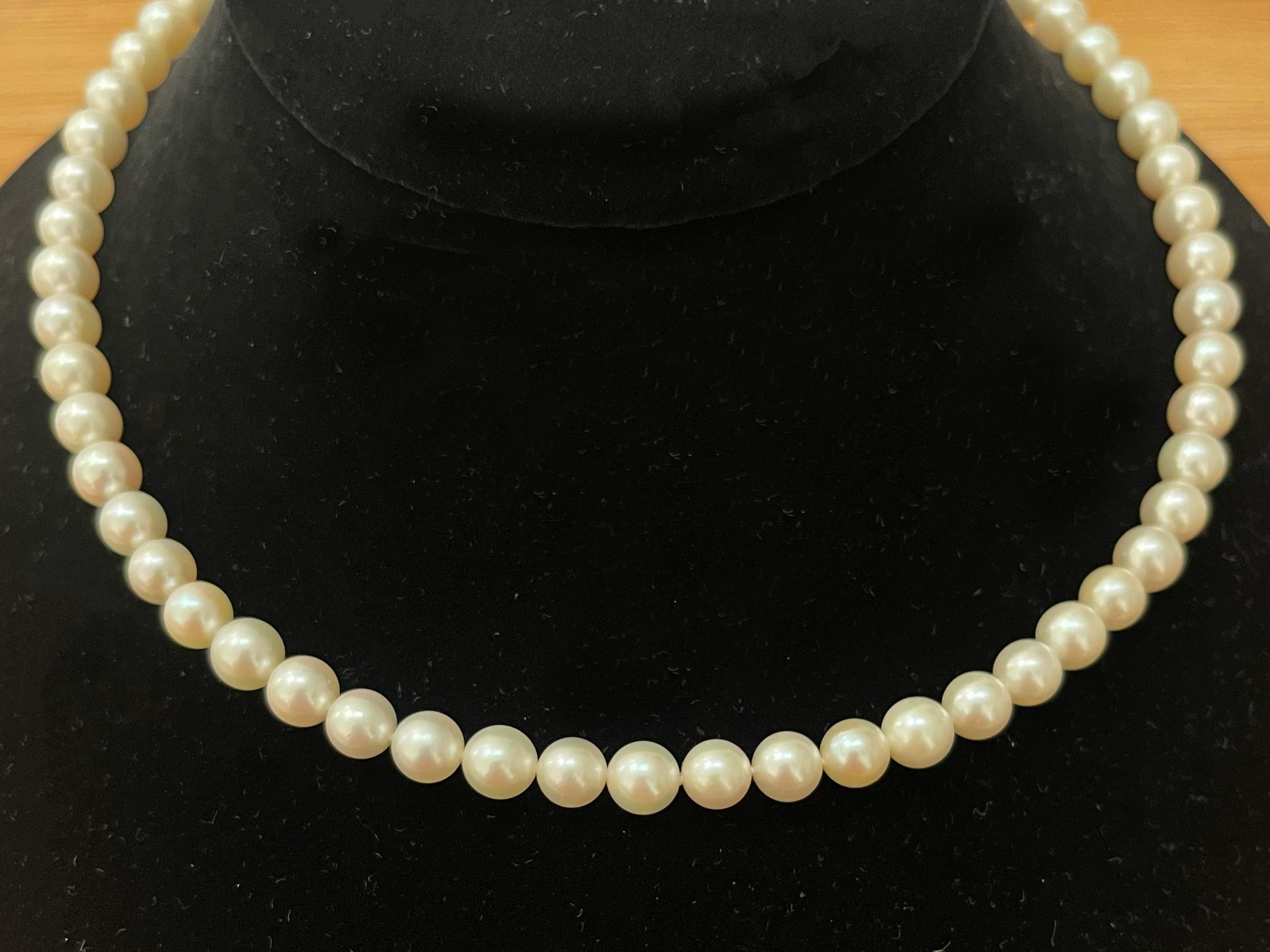 Women's or Men's Mikimoto Akoya Cultured Pearl Strand Necklace 18K For Sale
