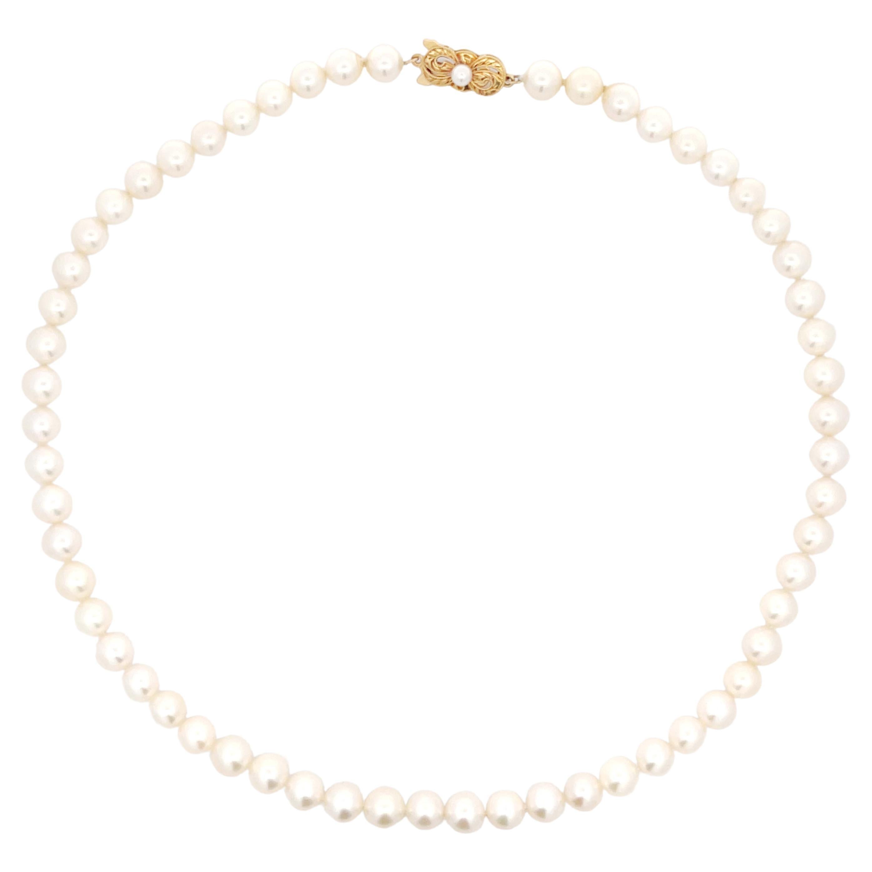 Mikimoto Akoya Cultured Pearl Strand Necklace 18K For Sale
