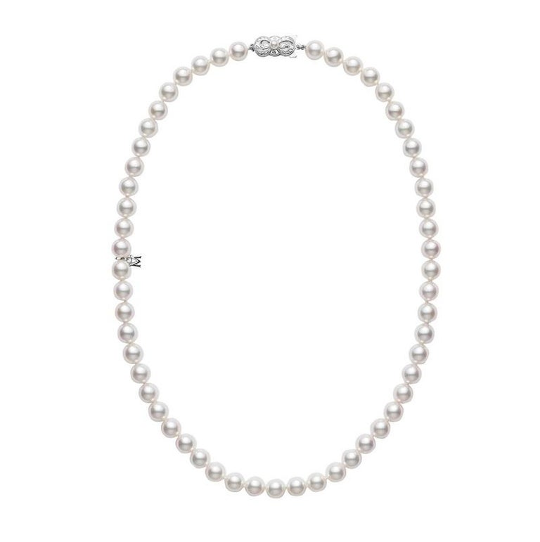 Mikimoto Collana di fili di perle coltivate Akoya con chiusura in oro  bianco 18 carati U70118W in vendita su 1stDibs