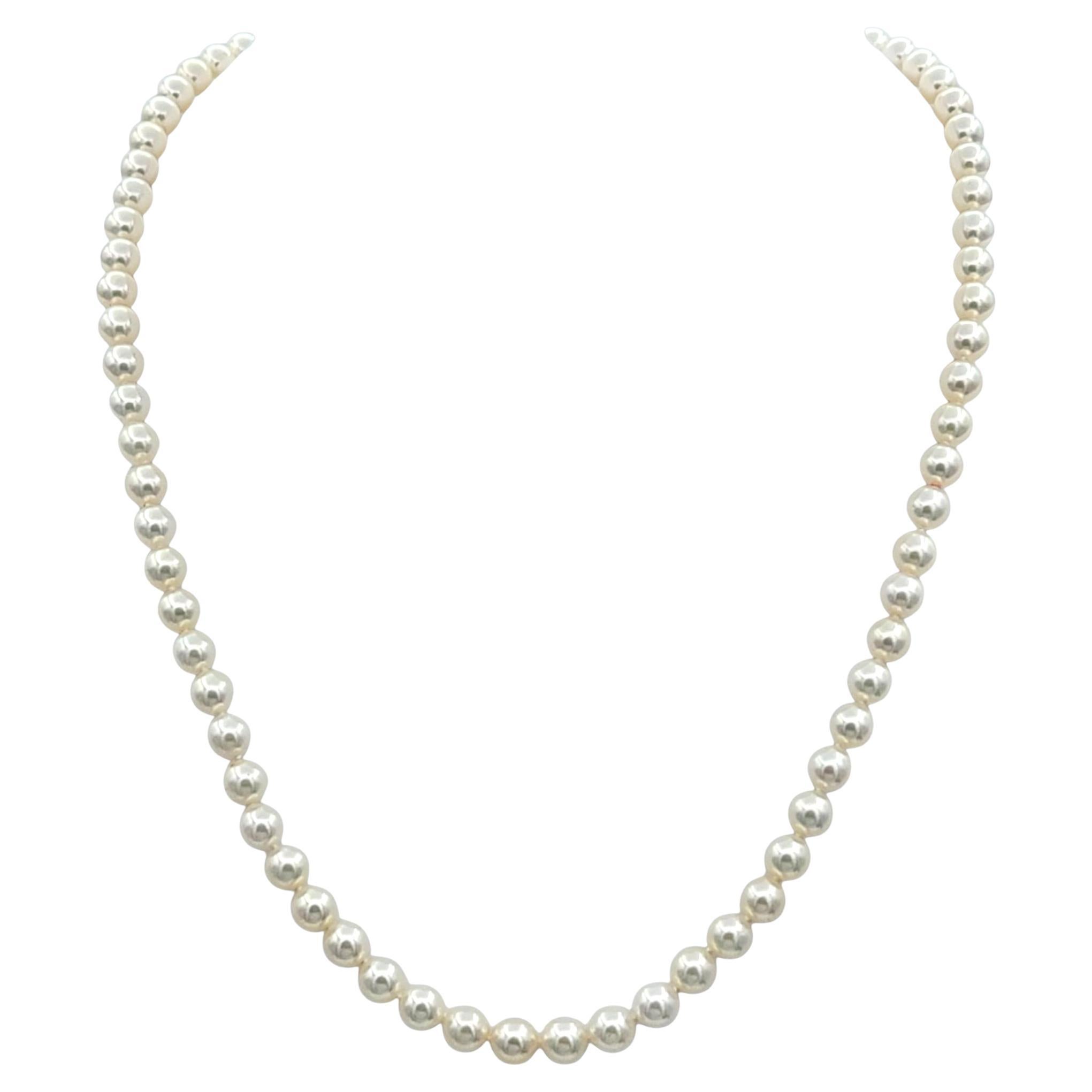 Mikimoto Akoya Cultured Pearl Strand Necklace with 18 Karat Yellow Gold Clasp