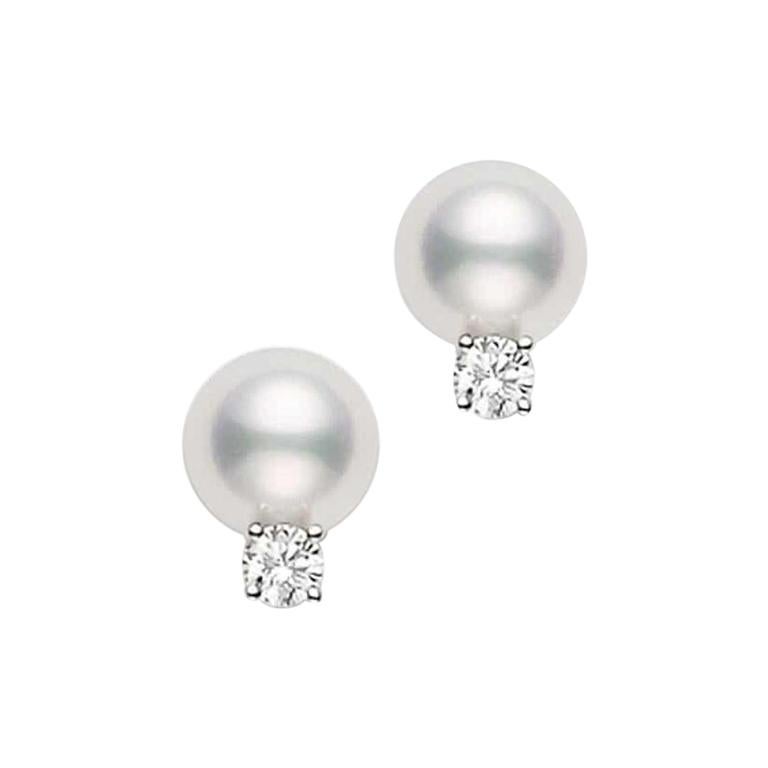 Mikimoto Akoya Cultured Pearl Stud Earrings PES702DW For Sale