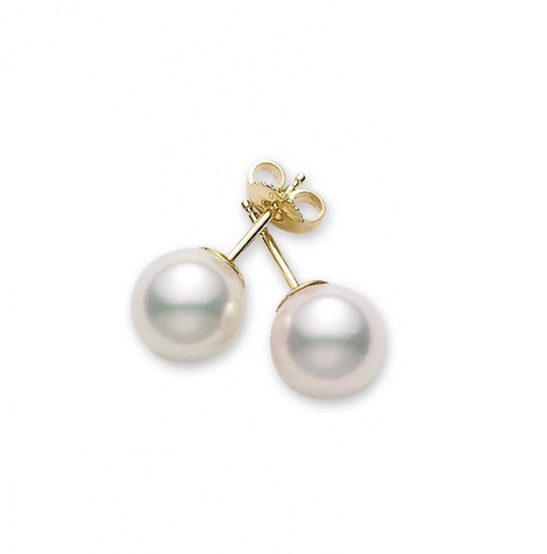 Mikimoto Akoya Cultured Pearl Stud PES805K In New Condition For Sale In Wilmington, DE