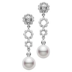 Mikimoto Boucles d'oreilles Akoya en perles de culture et diamants PEA824DW