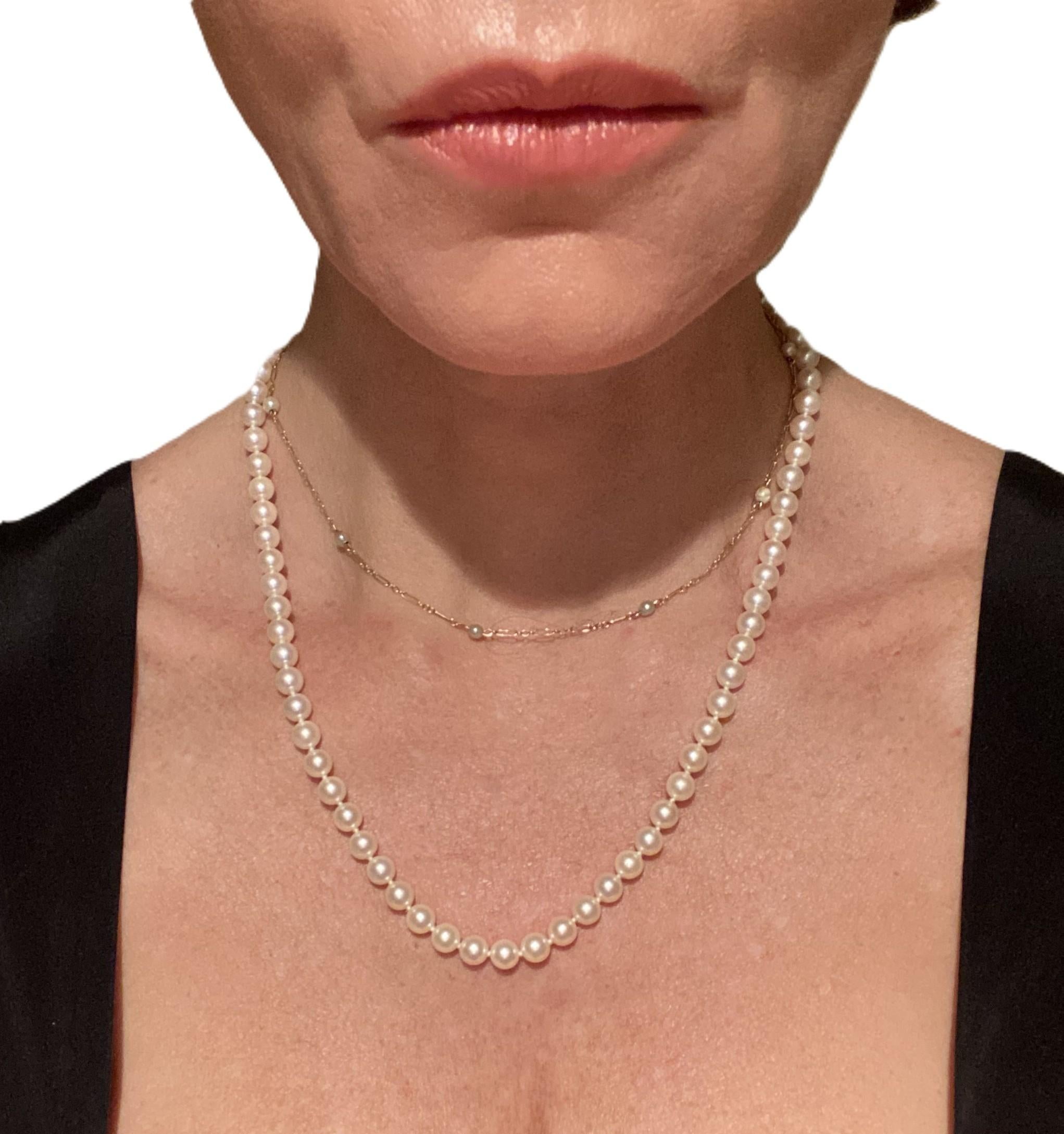 Mikimoto Akoya Pearl 18 Karat Gold Necklace For Sale 3