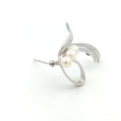 Mikimoto Akoya Perlen Brosche 5.45 mm Sterling Silber Estate