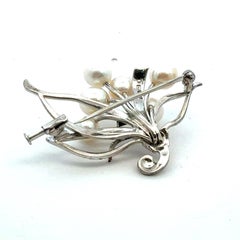 Mikimoto Akoya Pearl Brooch 6.20 mm Sterling Silver Estate