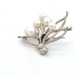 Mikimoto Akoya Pearl Brooch 6.20 mm Sterling Silver Estate