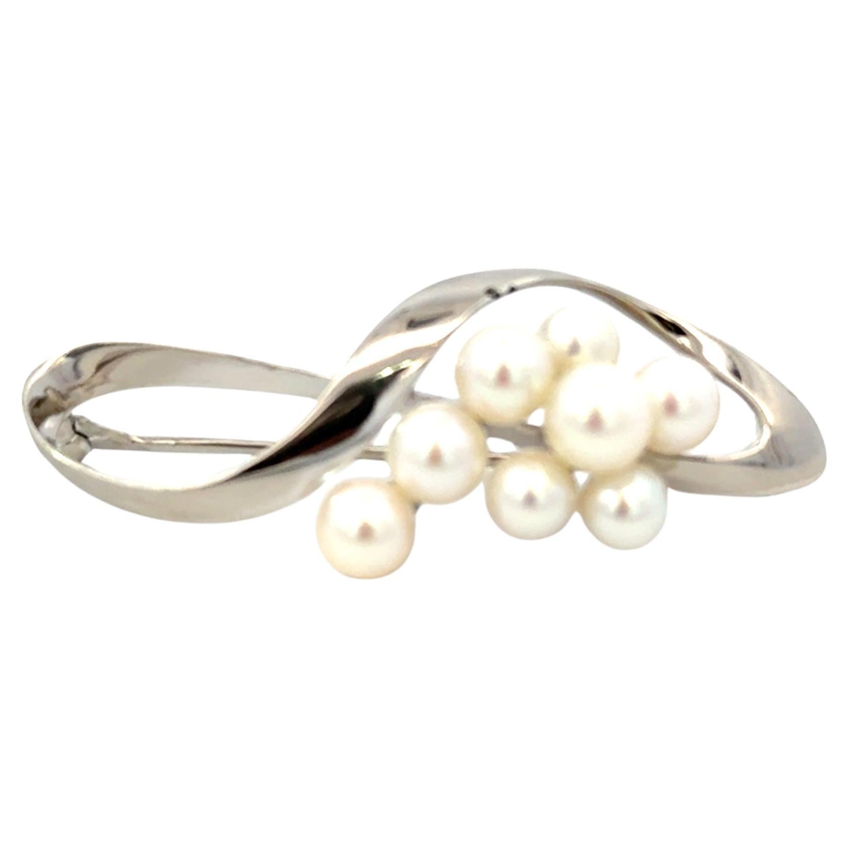 Mikimoto Broche de perla Akoya Plata de ley 5,3 mm Estate