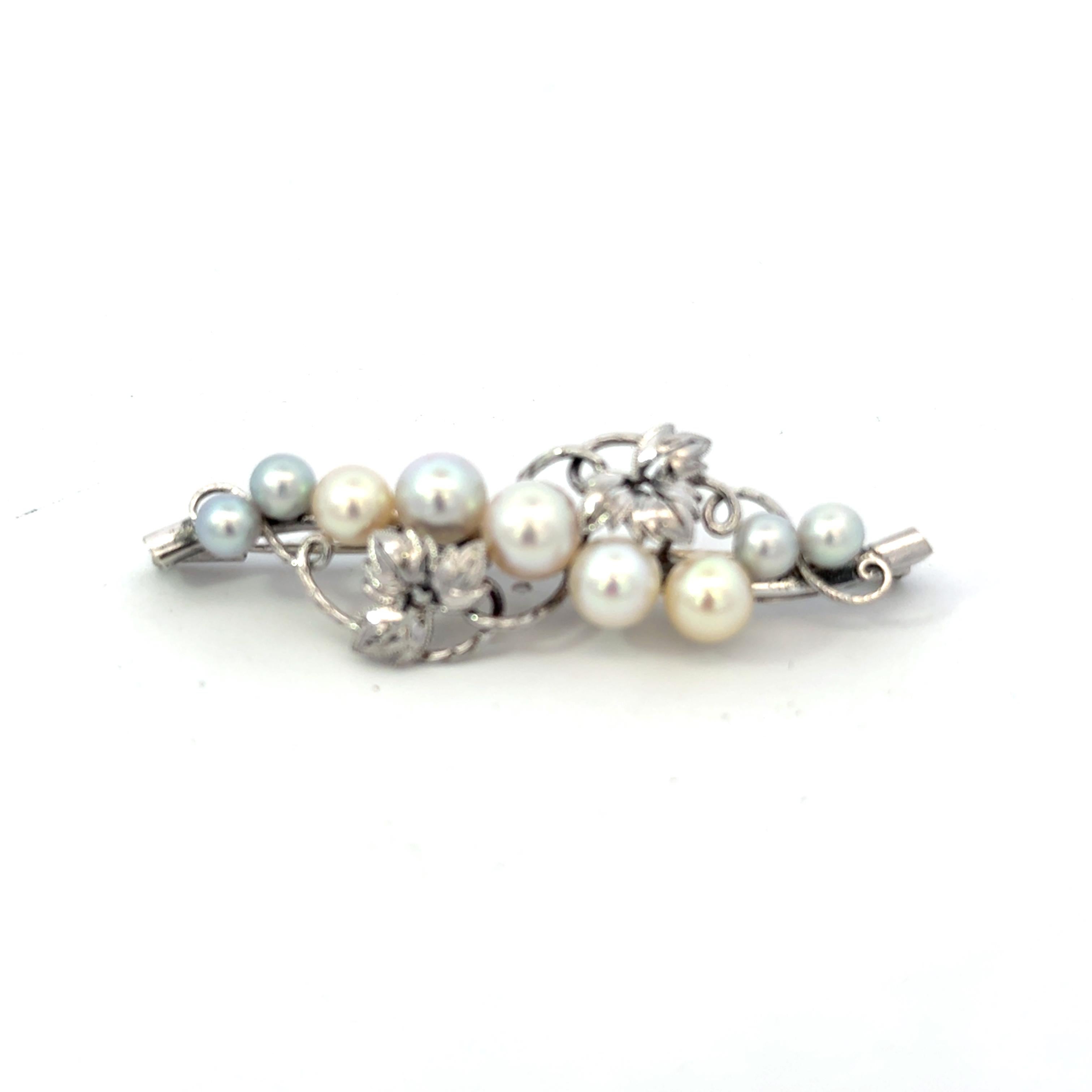 Spilla di perle Akoya di Mikimoto in argento Sterling 6,8 mm Estate 8 Grammi in vendita 6
