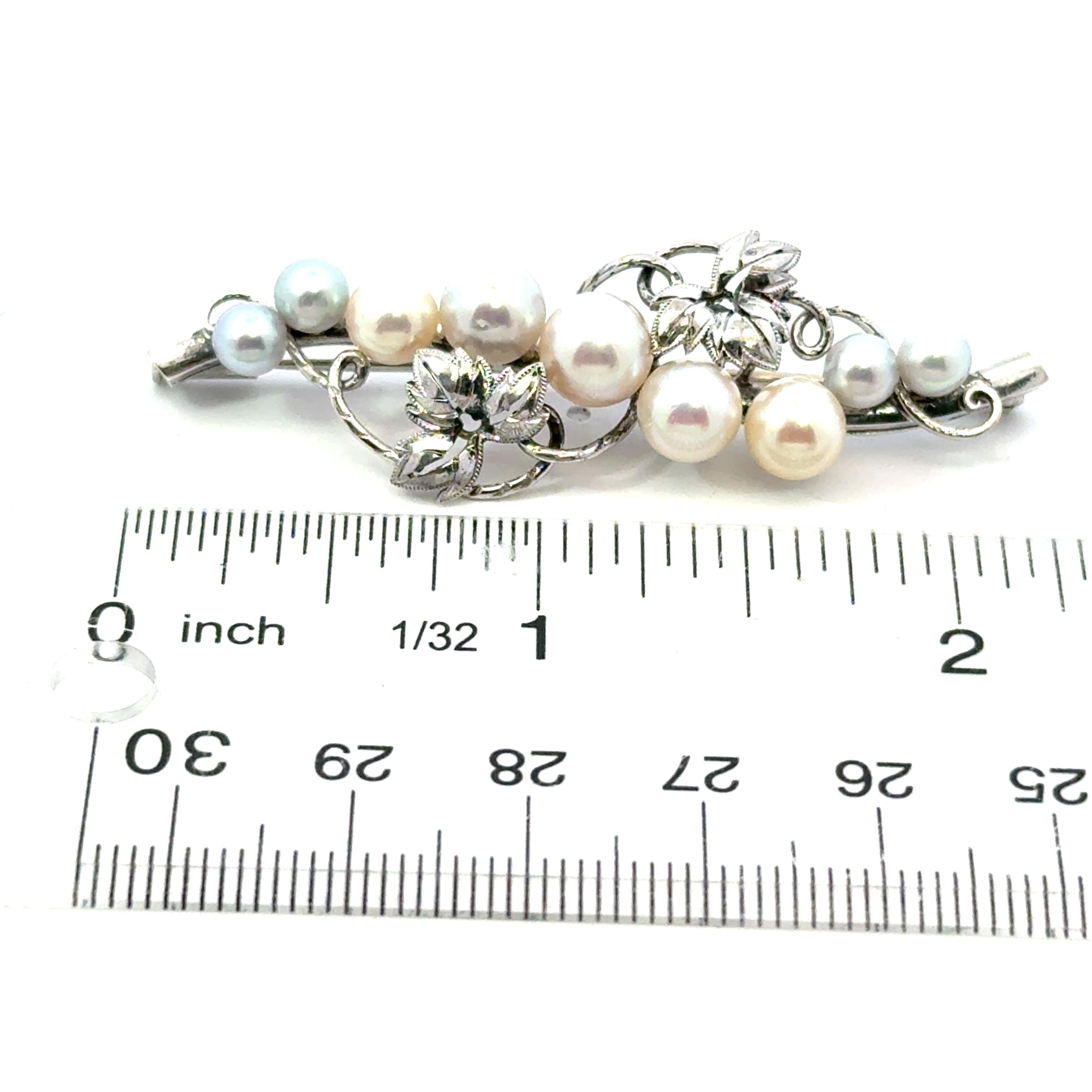Spilla di perle Akoya di Mikimoto in argento Sterling 6,8 mm Estate 8 Grammi in vendita 7