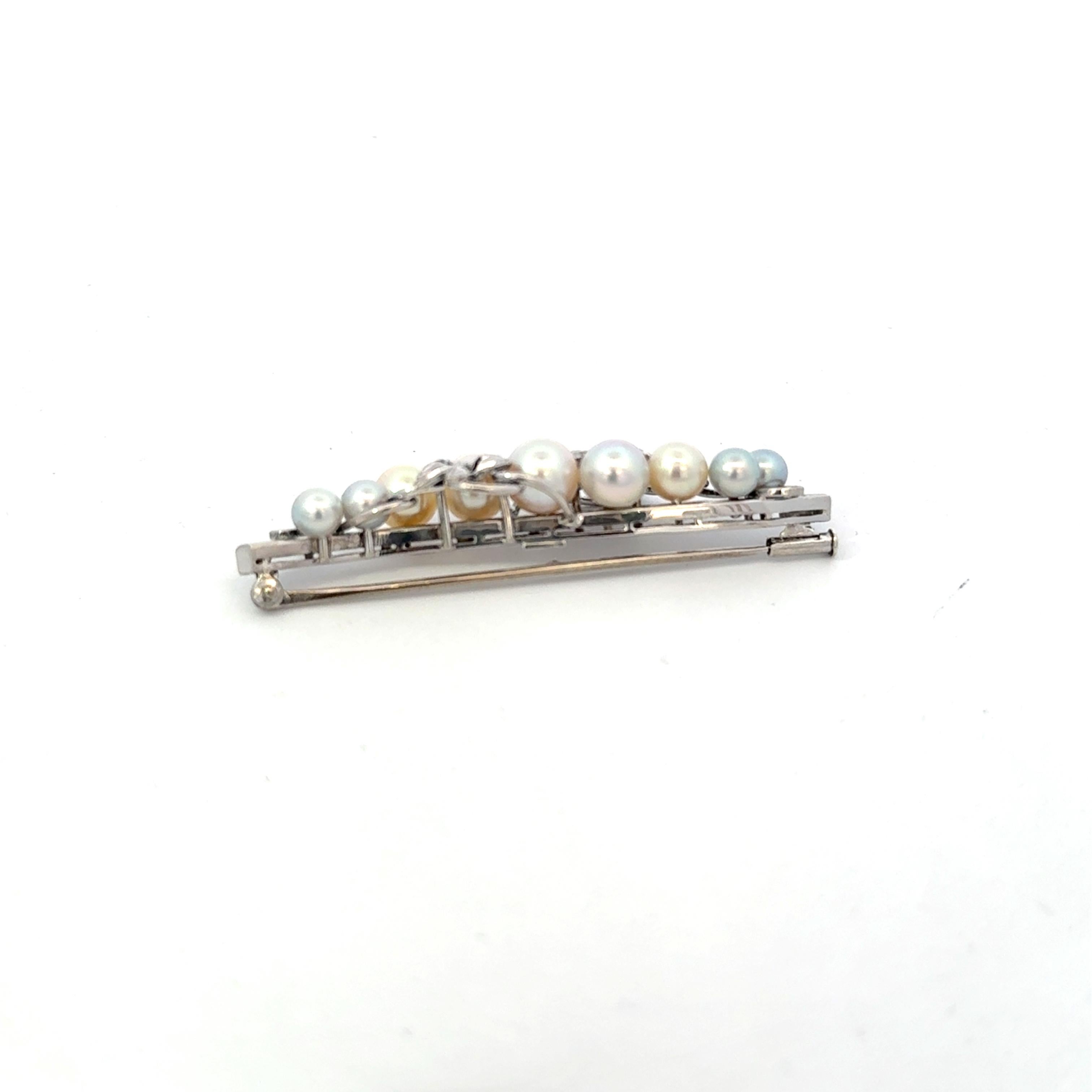 Donna Spilla di perle Akoya di Mikimoto in argento Sterling 6,8 mm Estate 8 Grammi in vendita