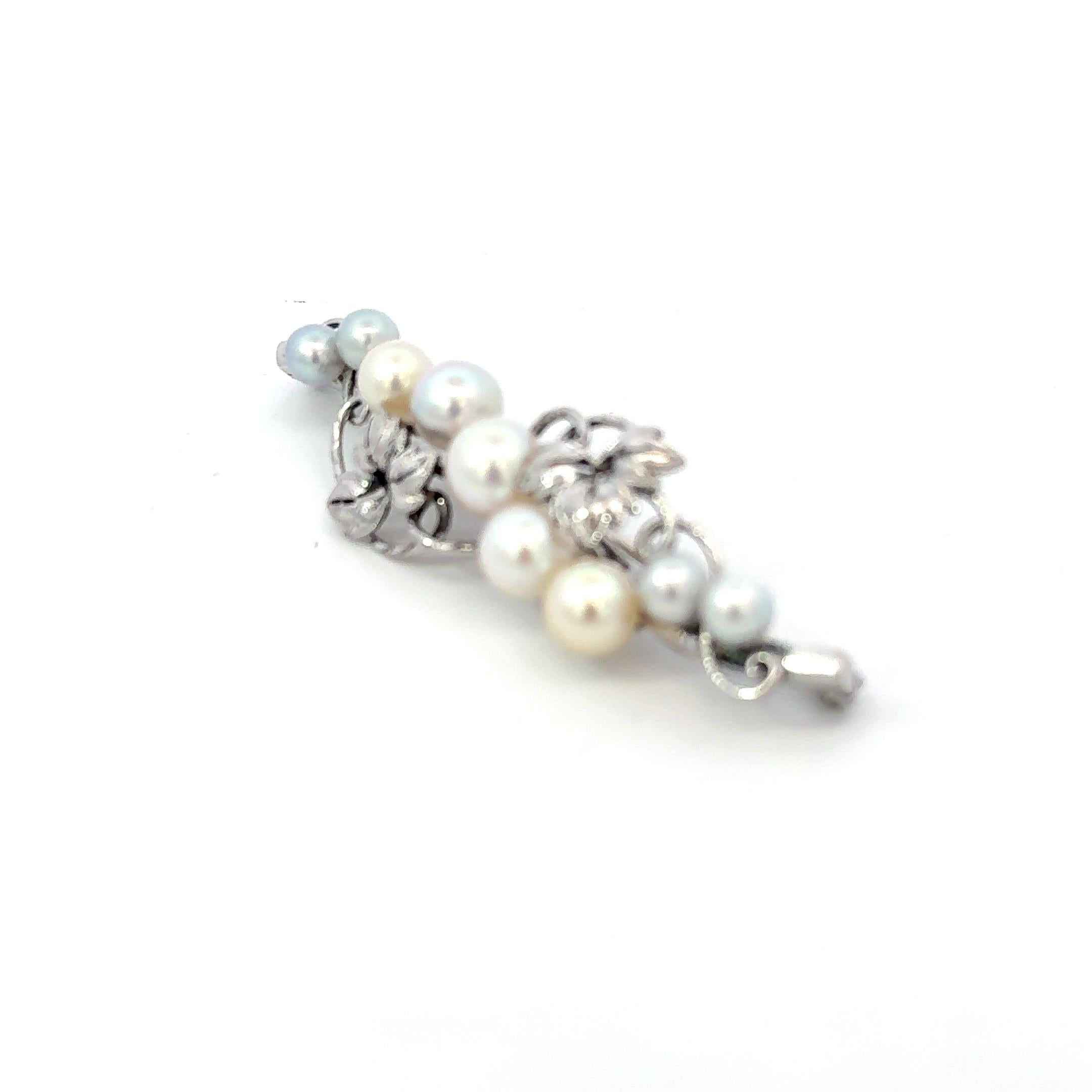 Spilla di perle Akoya di Mikimoto in argento Sterling 6,8 mm Estate 8 Grammi in vendita 1