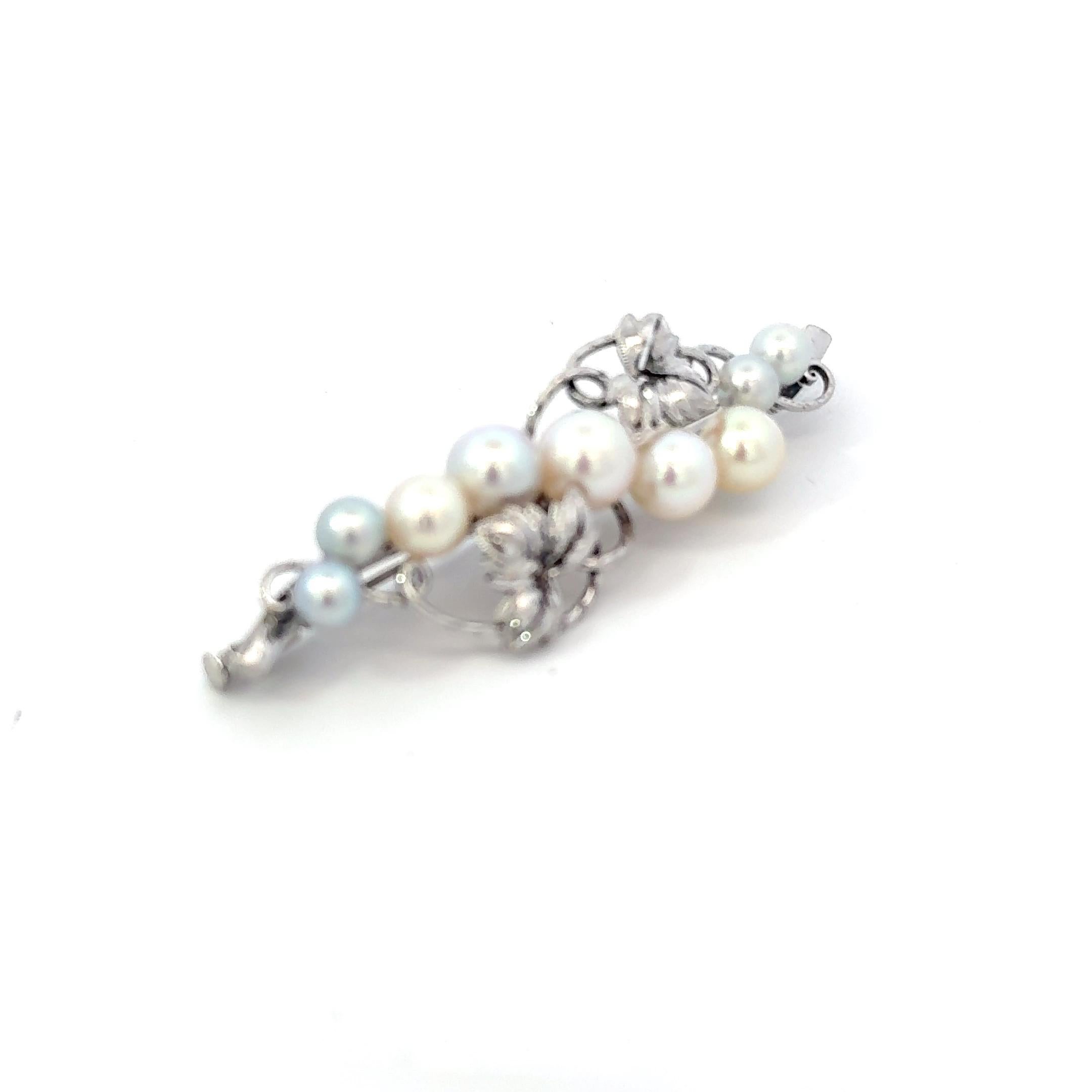 Spilla di perle Akoya di Mikimoto in argento Sterling 6,8 mm Estate 8 Grammi in vendita 2