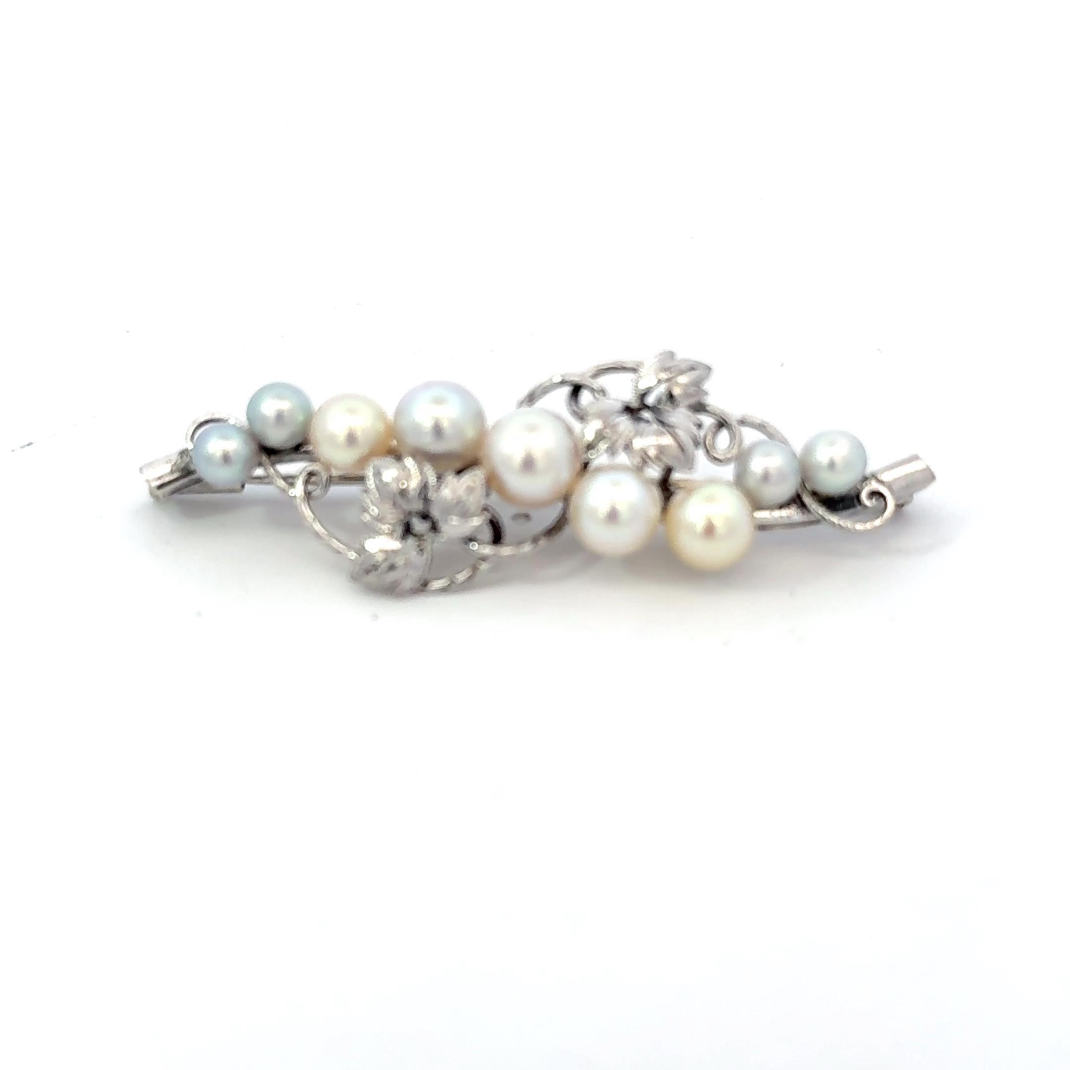 Spilla di perle Akoya di Mikimoto in argento Sterling 6,8 mm Estate 8 Grammi in vendita 4