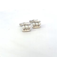Mikimoto Akoya Perlen-Manschettenknöpfe aus Sterlingsilber 4,75 mm Nachlass