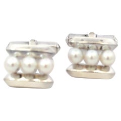 Mikimoto Akoya Perlen-Manschettenknöpfe aus Sterlingsilber 4,75 mm Nachlass