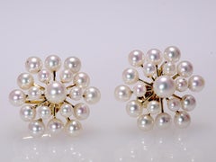 Mikimoto Akoya Pearl Earrings Yellow Gold 14 Karat Screw Back 8.70 Grams