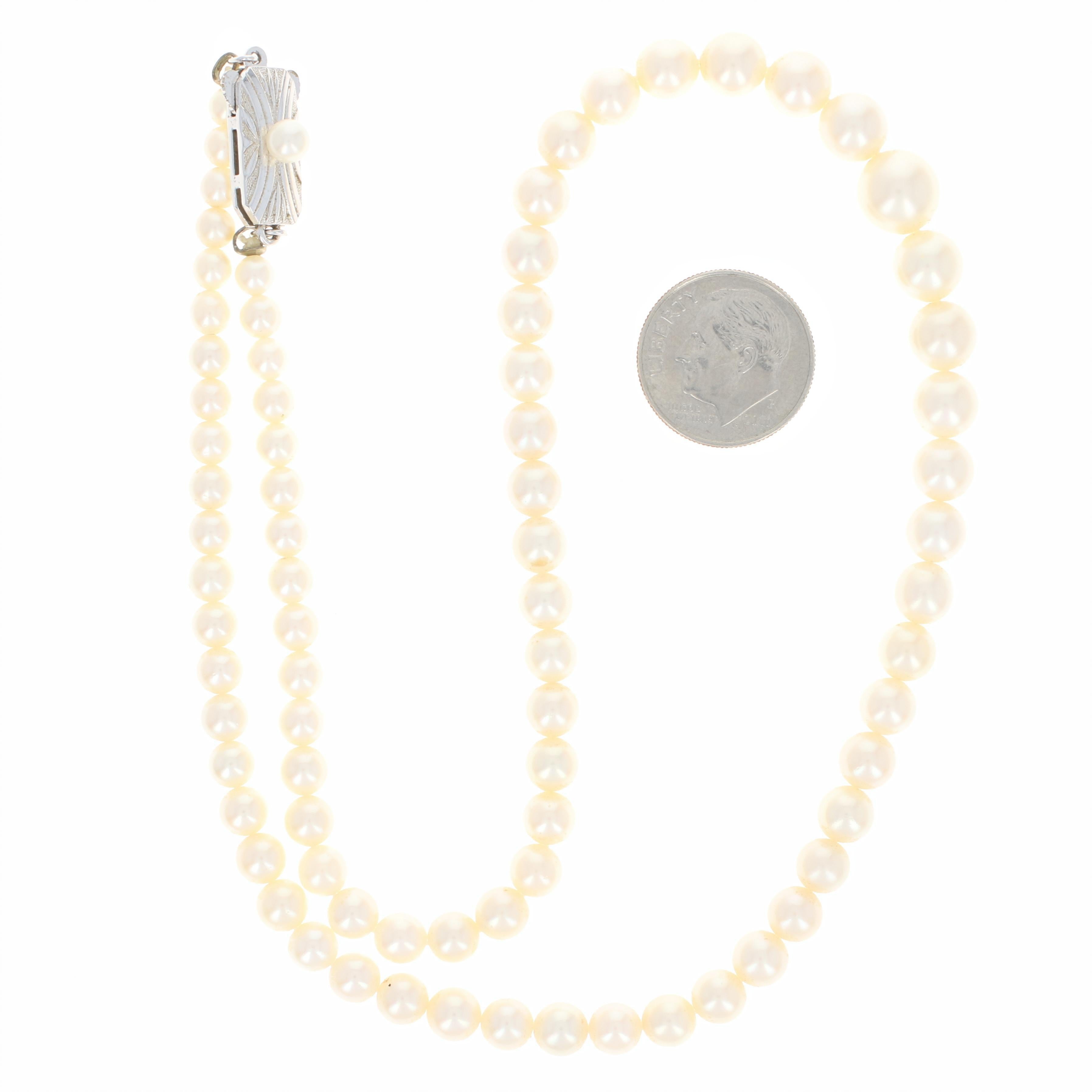 Mikimoto Akoya Pearl Graduated Strand Necklace Silver with Box 1
