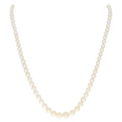 Mikimoto Akoya Pearl Graduated Strand Necklace Silver with Box