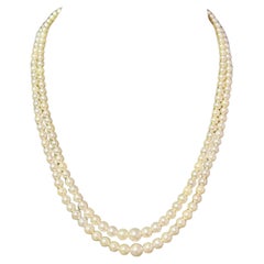 Mikimoto Akoya Pearl Necklace 17.25" 7 mm Silver Clasp Estate