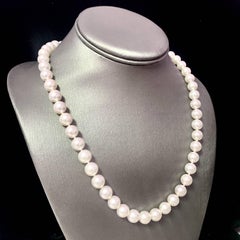 Mikimoto Estate Akoya Pearl Necklace 18k Yellow Gold 20" 9.5 mm Certified