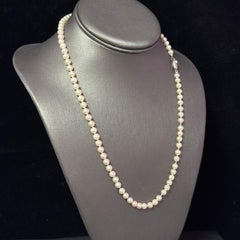 Mikimoto Akoya Pearl Necklace 20" Sterling Silver 5 - 5.5 mm Estate