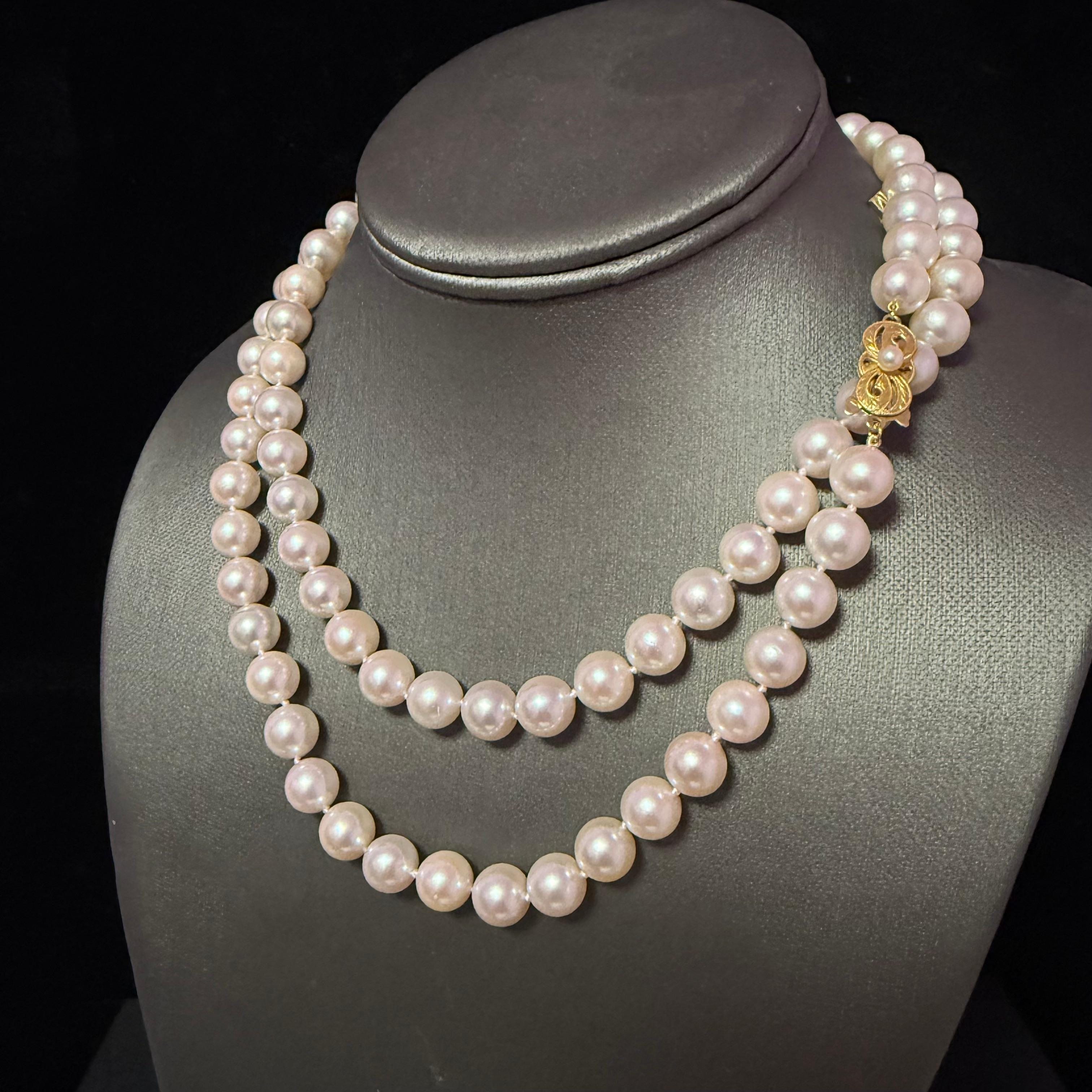 Collana di perle Mikimoto Akoya da 9 mm e 33,5
