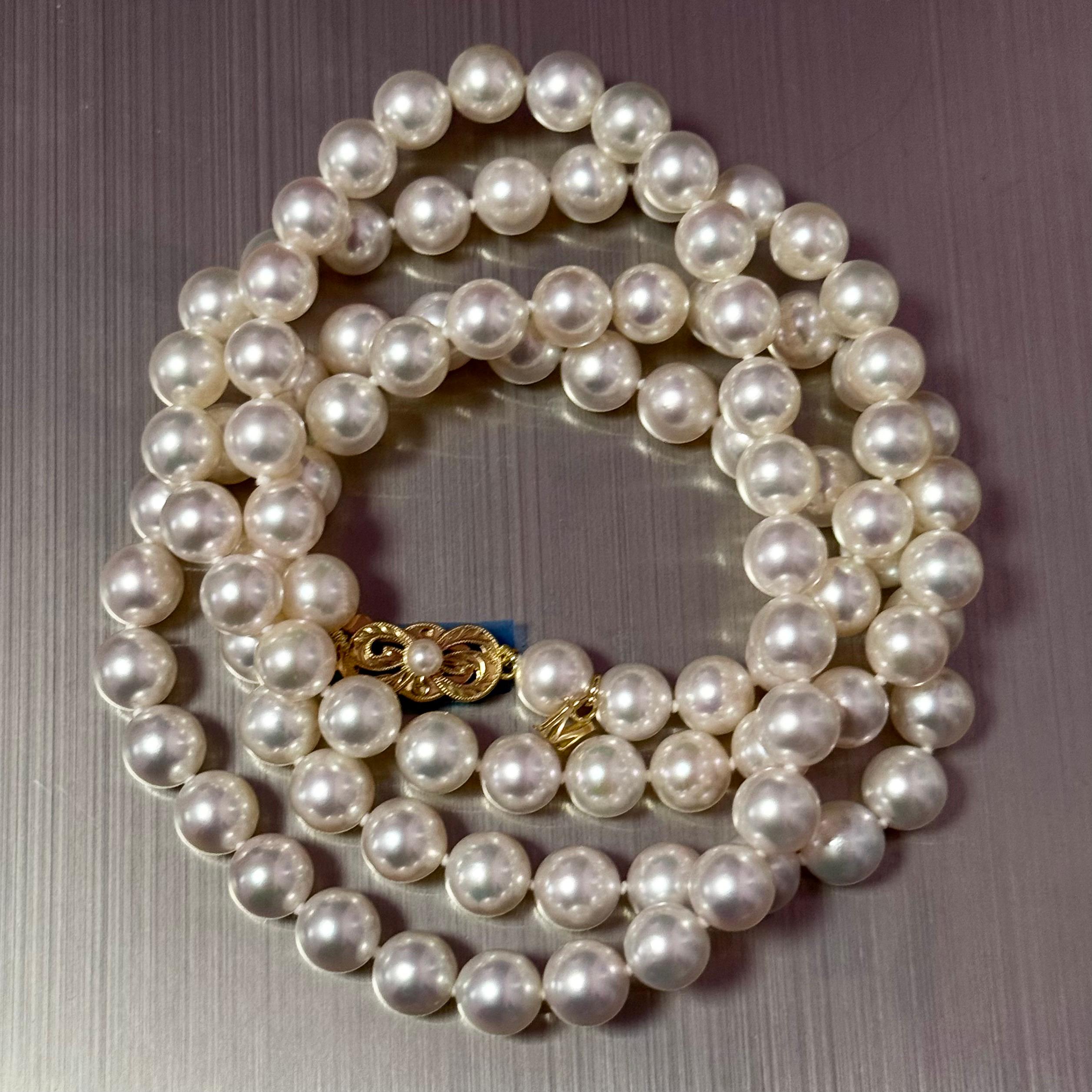 Taille ronde Mikimoto Akoya Collier de perles 34