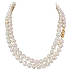 Mikimoto Akoya Collier de perles 34" 8,5 mm certifié de succession en or 18k