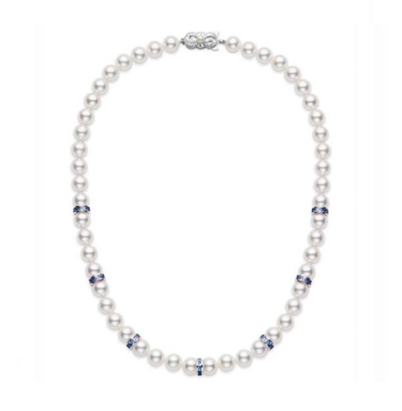 mikimoto pearl and sapphire necklace