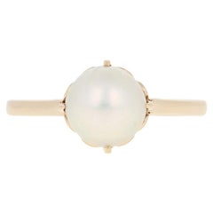 Mikimoto Akoya Pearl Ring Yellow Gold, 14 Karat Designer 8mm Women
s Solitaire