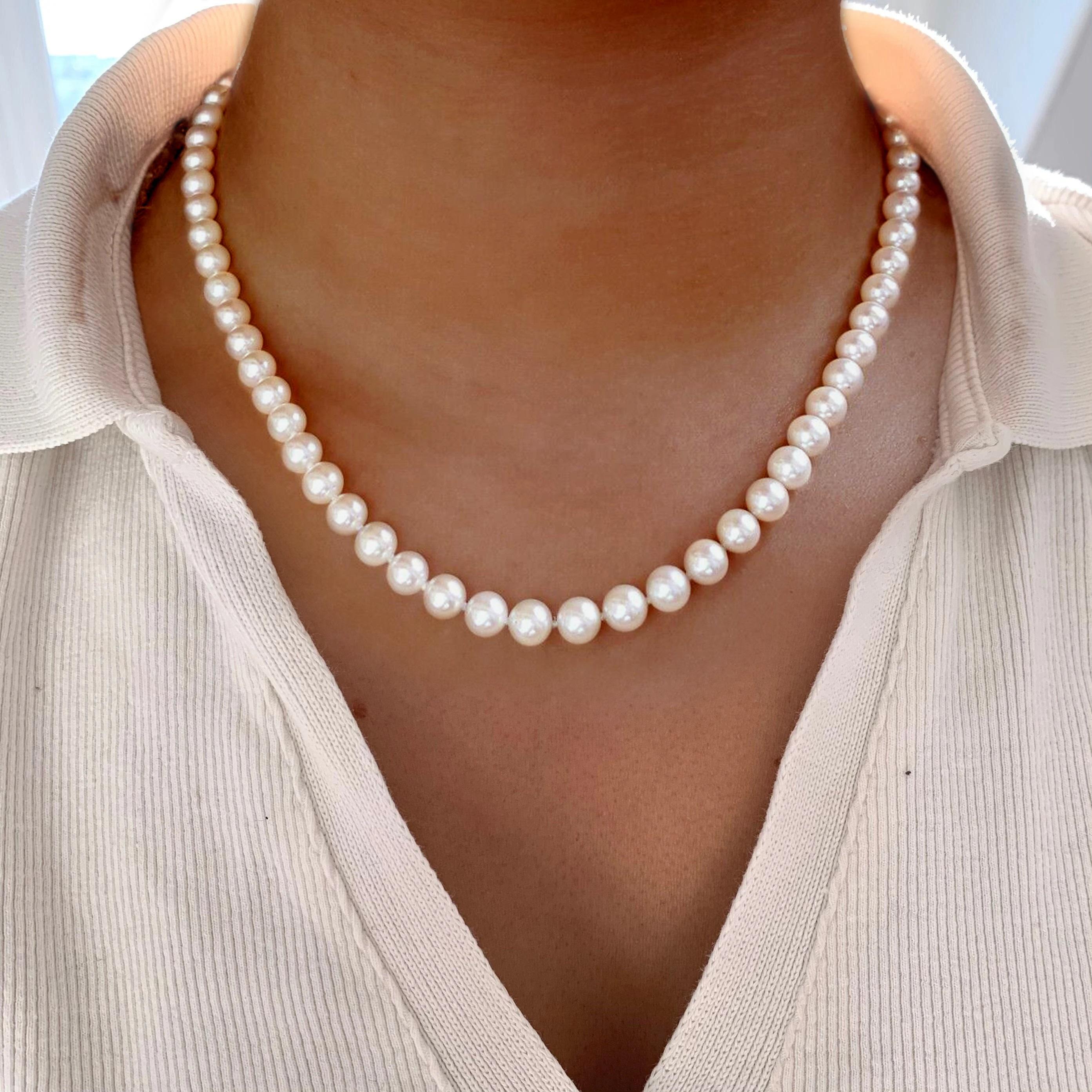 Mikimoto 18K Yellow Gold 5.5-6 mm Akoya Pearl Strand Necklace. 

The Necklace weighs 19 grams, measuring 16