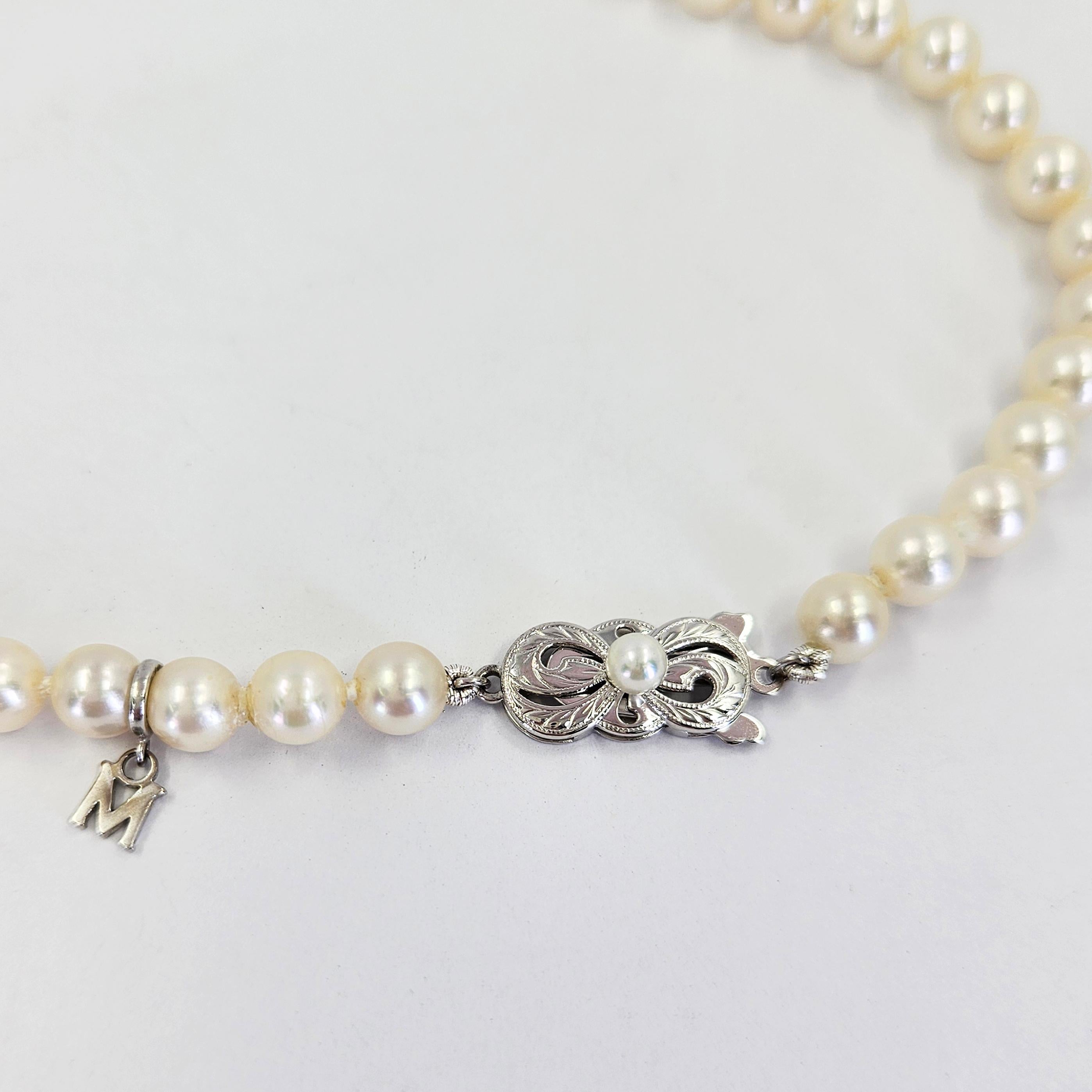 Round Cut Mikimoto Akoya Pearl Strand Necklace For Sale
