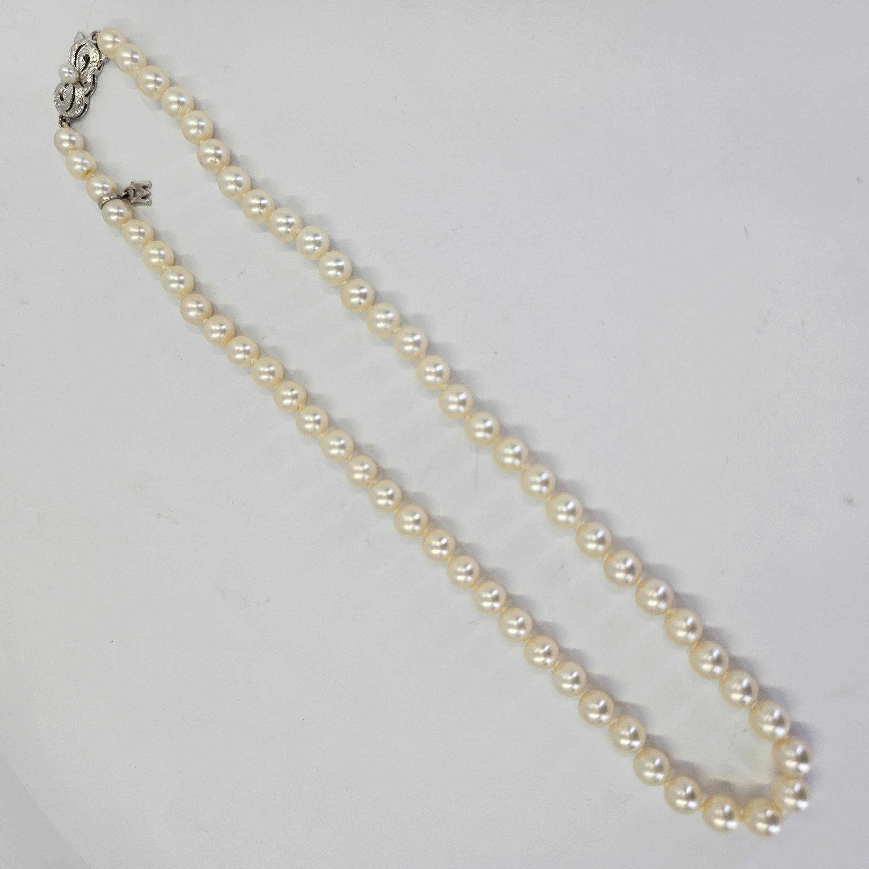 Mikimoto Akoya Pearl Strand Necklace In Good Condition For Sale In Coral Gables, FL